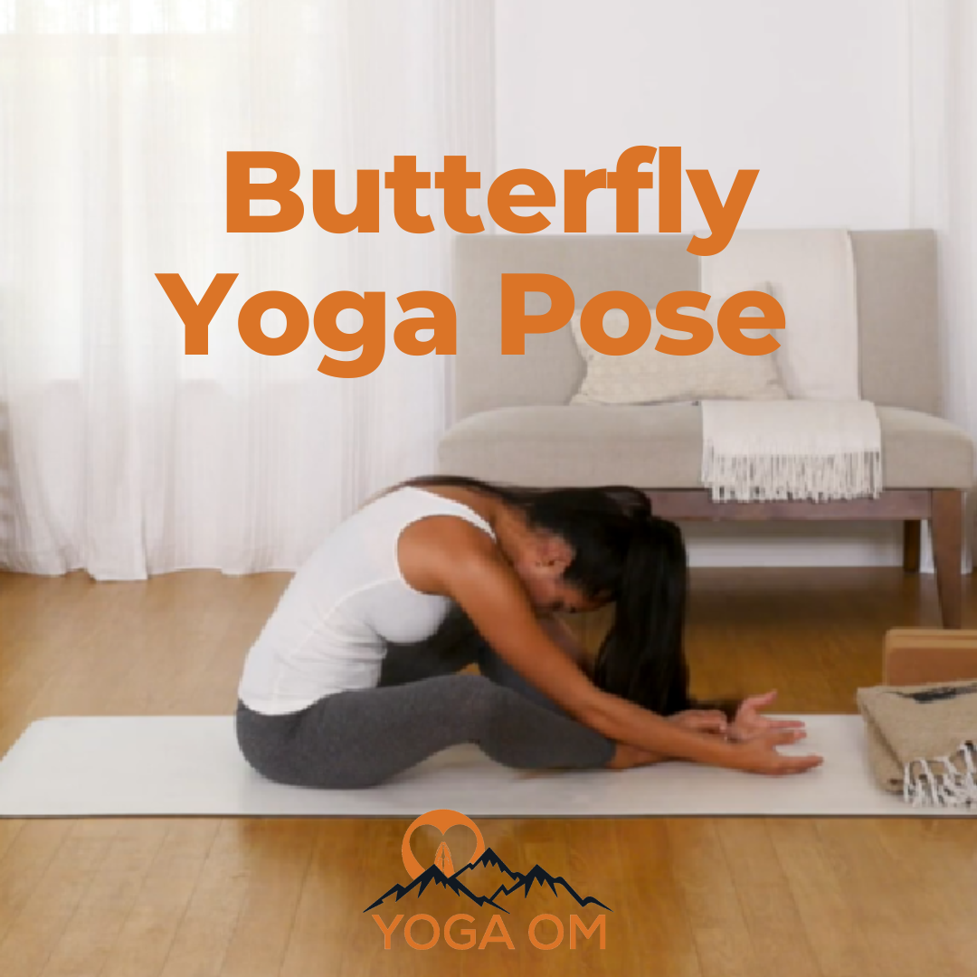 Butterfly yoga pose and benefits cartoon Vector Image